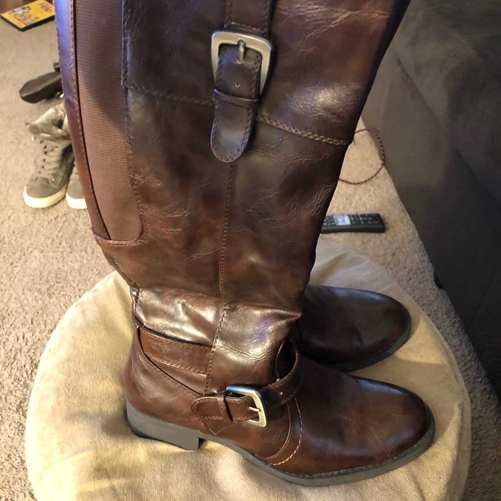 Brown knee high boots